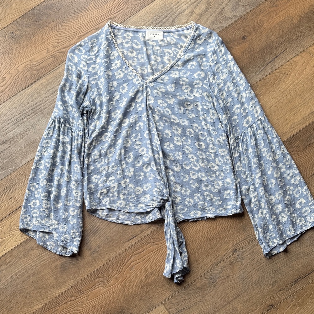 Everly Light Blue Floral Blouse